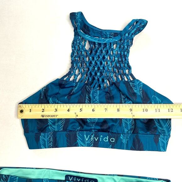 Vivida Bikini Midnight Feather 2 piece reversible feather/teal pattern - Picture 5 of 6